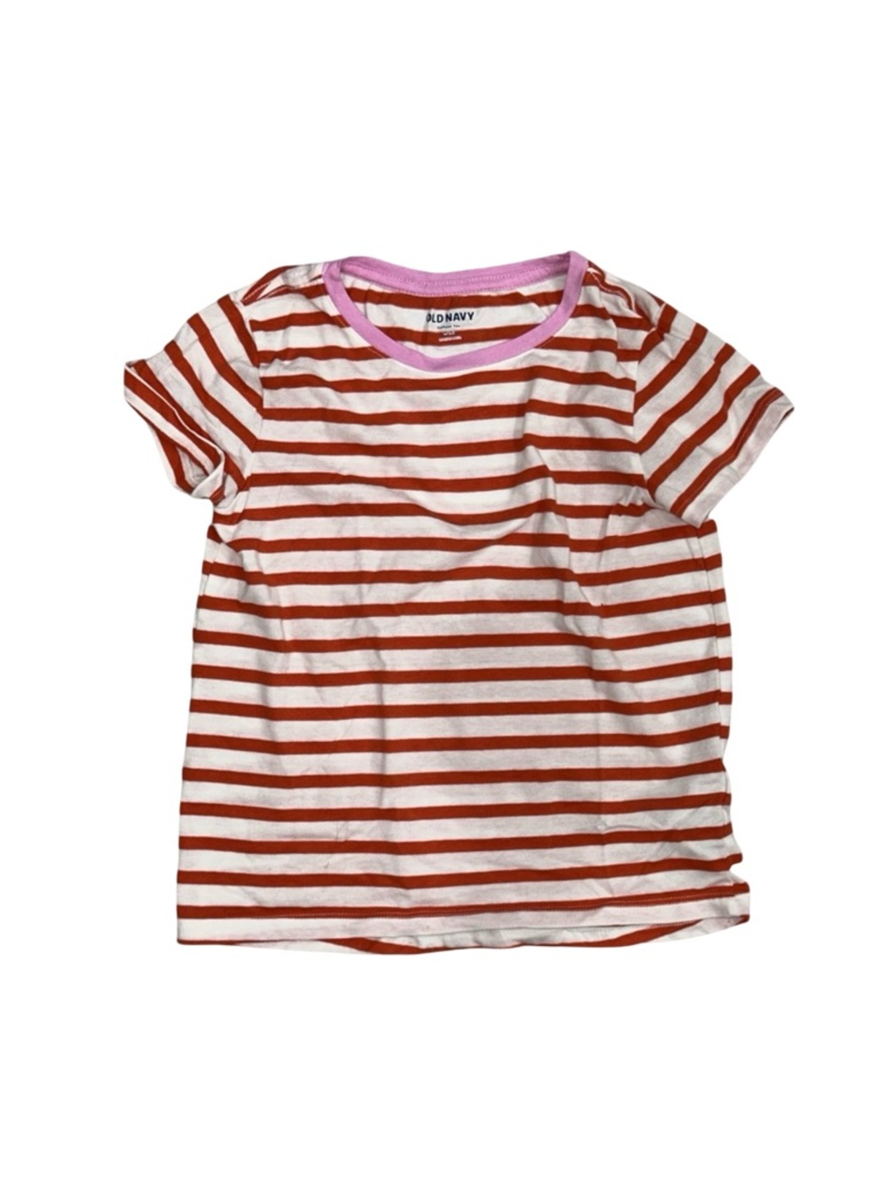 Old Navy Girls Softest Tee Red White Striped T-Shirt Medium (8)